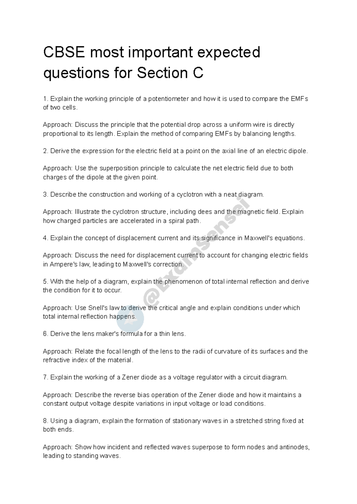 Expected CBSE Question by Exam Sensei (C) - CBSE most important ...