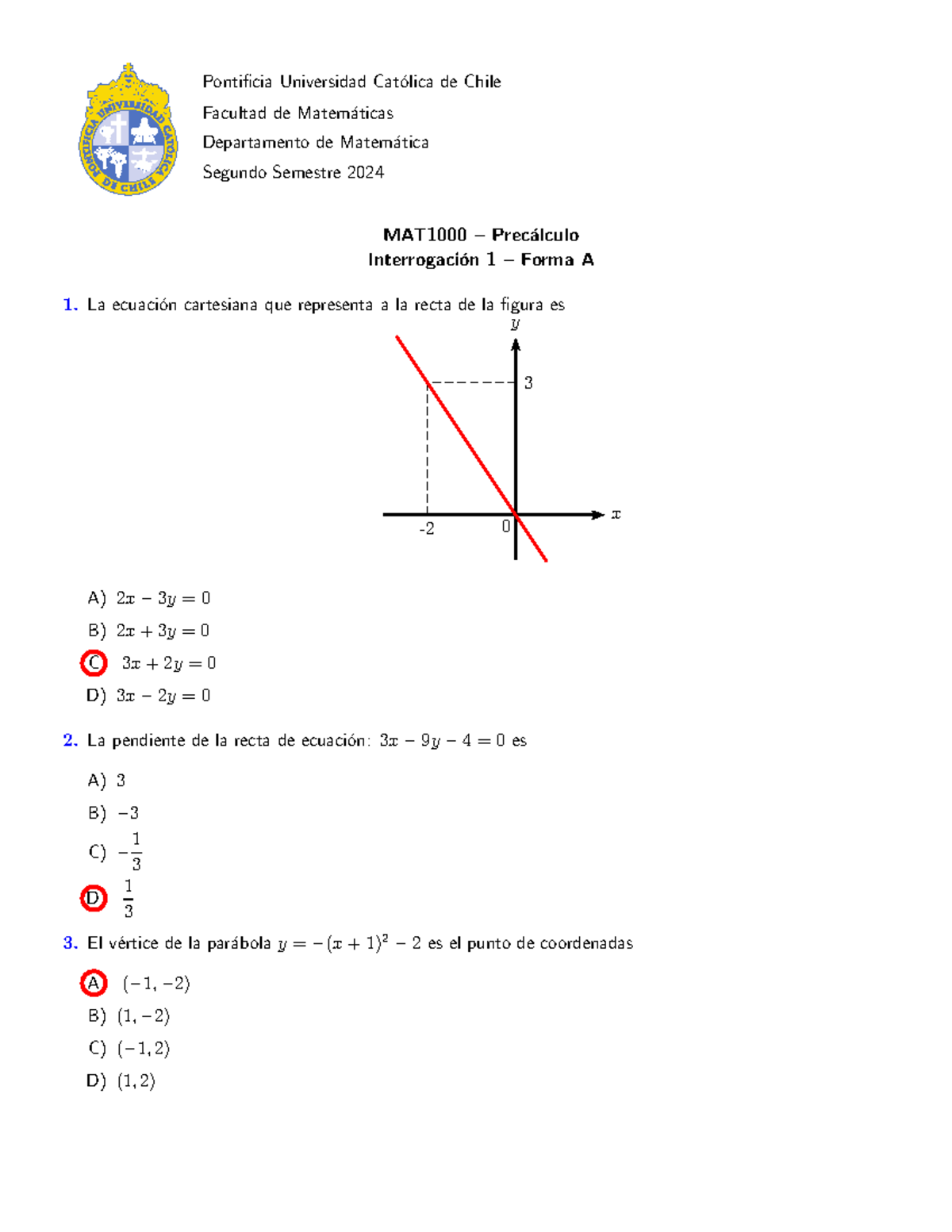 I1 MAT1000 S12024 F1 - Interrogación 1 de Precálculo - Document Preview