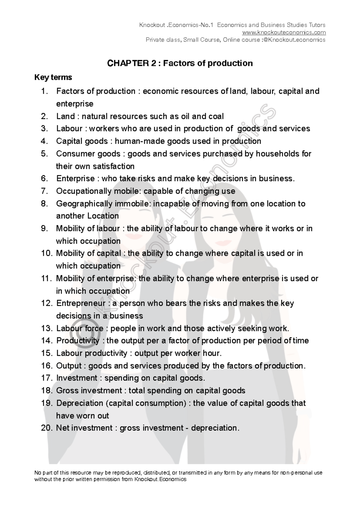 Factors of Production Overview - Economics E Notes (Chapter 2) - Studocu