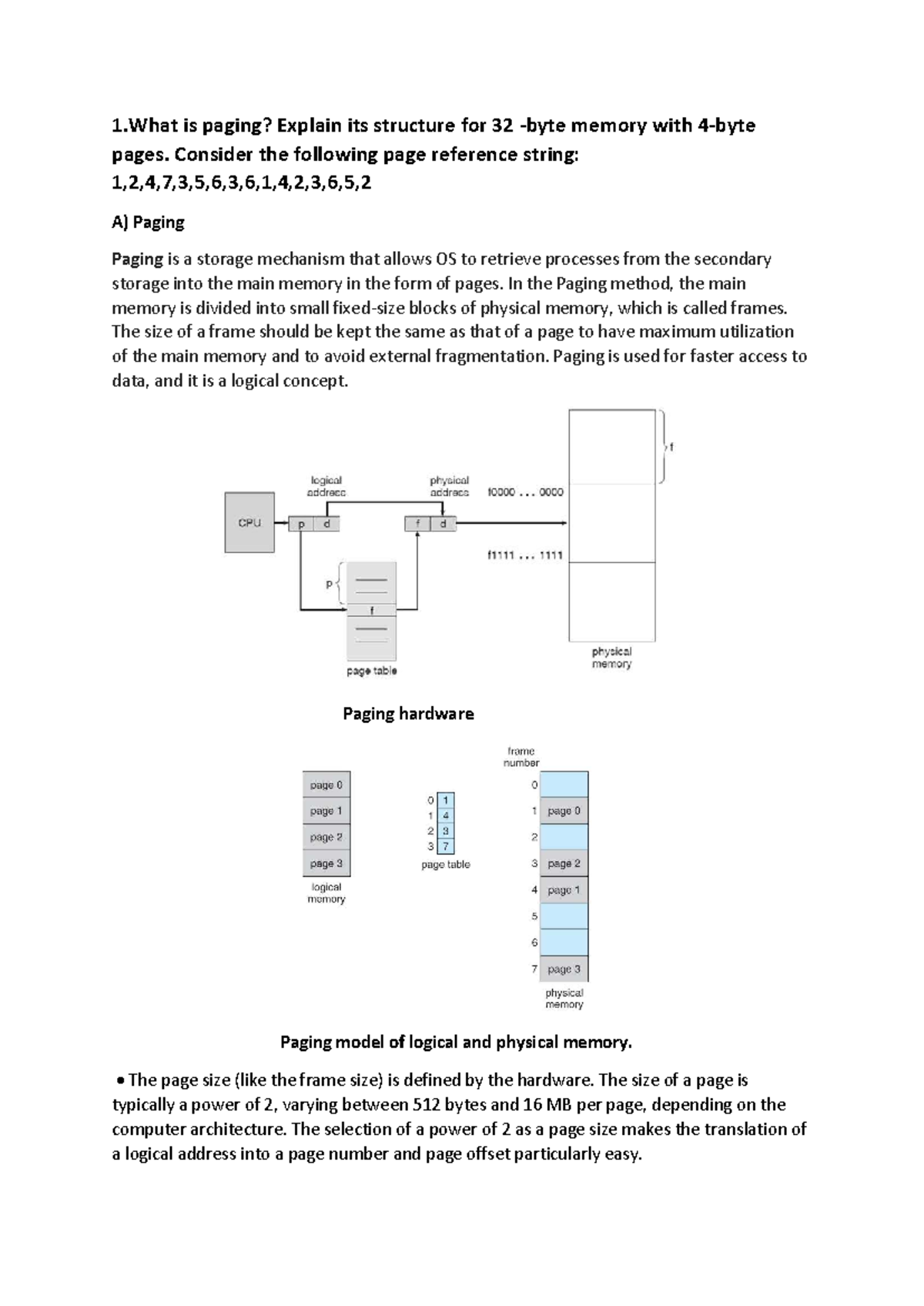 OS UNIT-III: Paging, Memory Management, and Page Replacement Strategies ...
