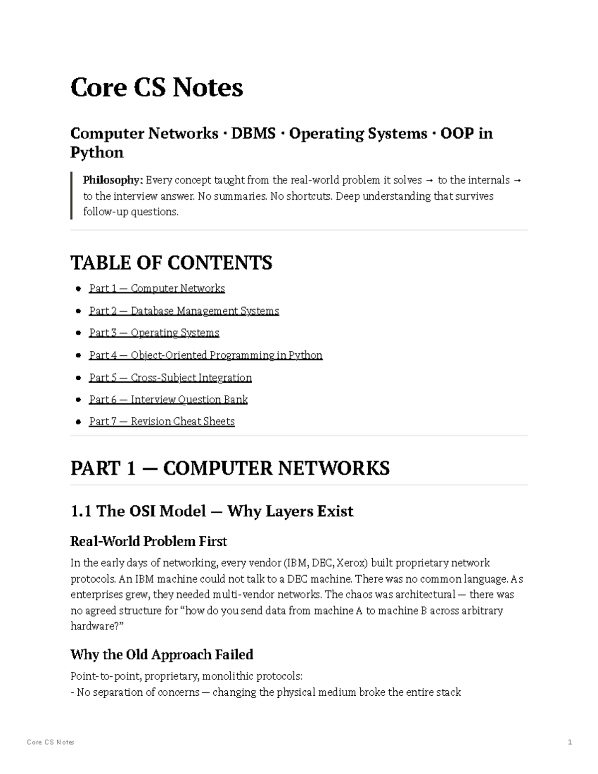 Core CS Notes: Computer Networks, DBMS, OS, OOP in Python & Philosophy ...