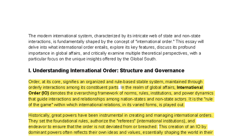 International Order in IR: Insights from the Global South - Studocu