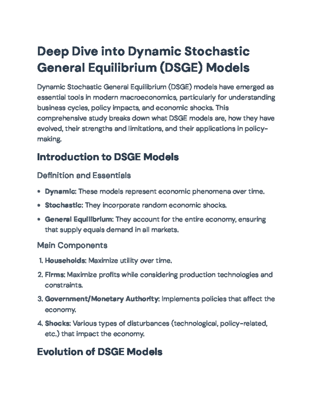 DSGE Models: Evolution, Applications, and Policy Implications - Deep ...