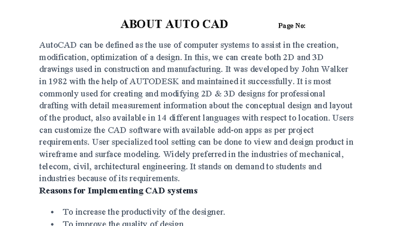 ME3311 - AutoCAD Design & Modeling Lab Overview and Commands - Studocu