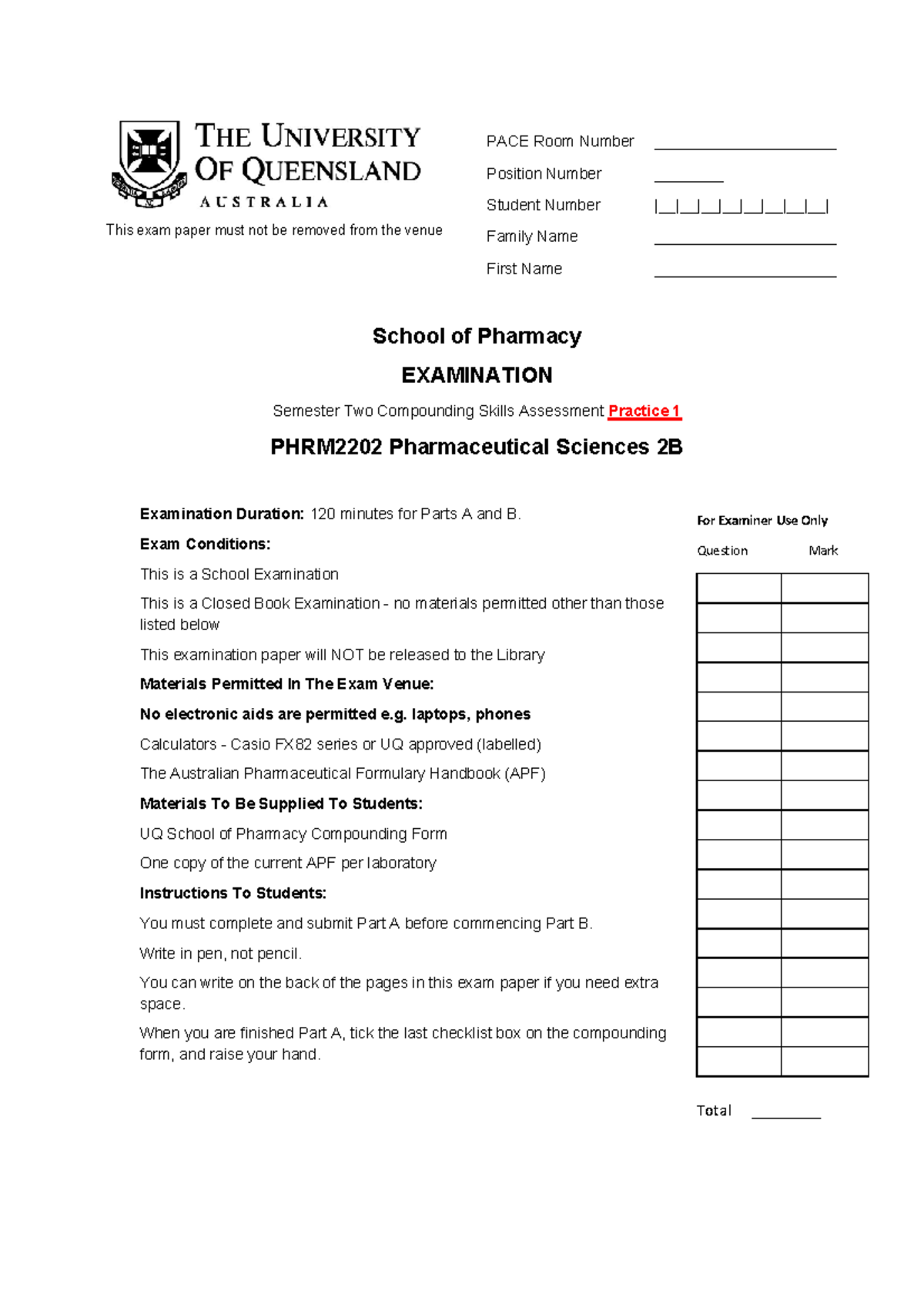 PHRM2202 M4 - Compounding Skills Assessment Exam Paper - Studocu