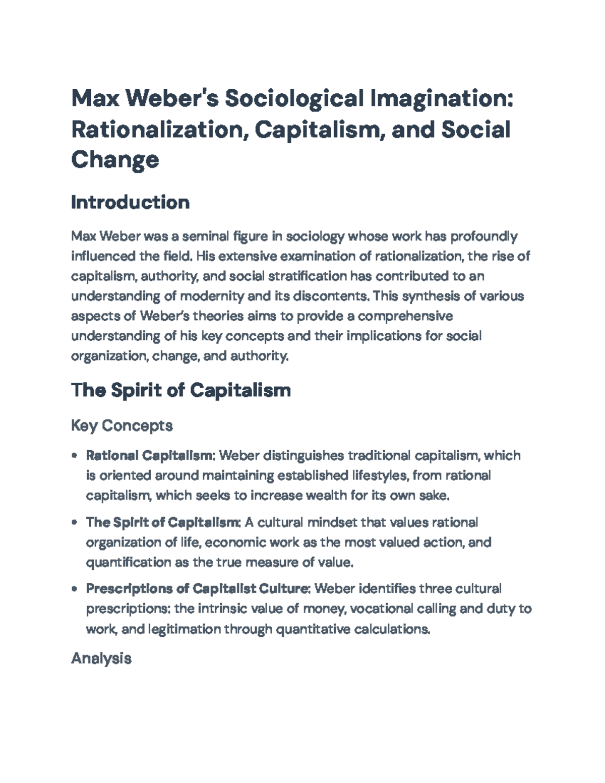 Max Weber's Sociological Imagination: Rationalization & Social Change ...