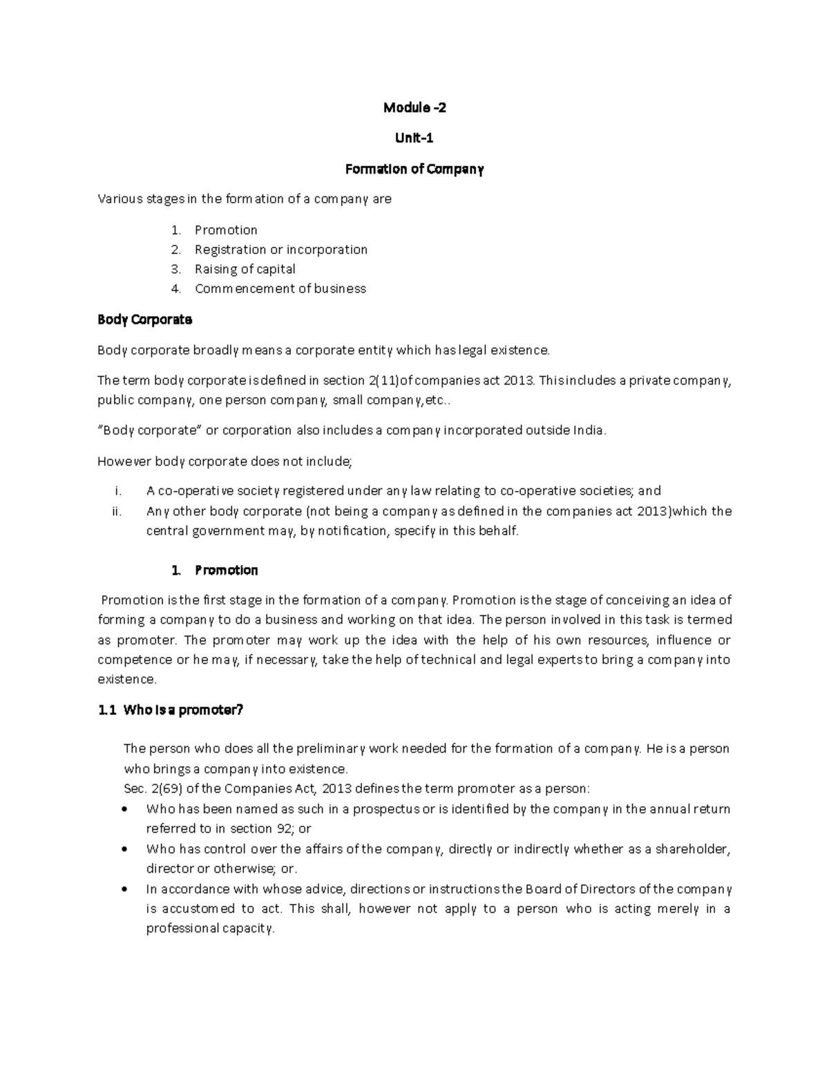 CRA Module 2 -1: Company Formation & Corporate Entities Notes - Studocu