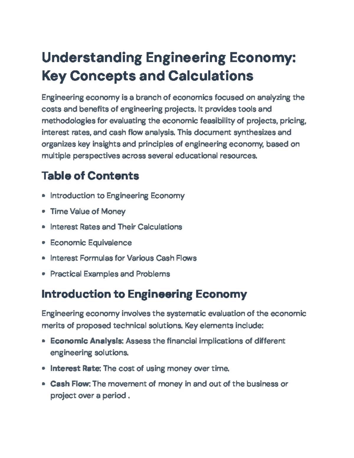 Engineering Economy Principles and Calculations: Key Insights and ...