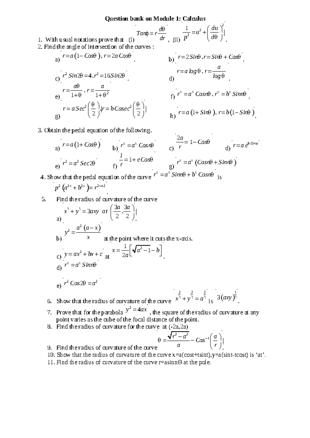 Question bank Module 1 and Module 2 - Question bank on Module 1 ...