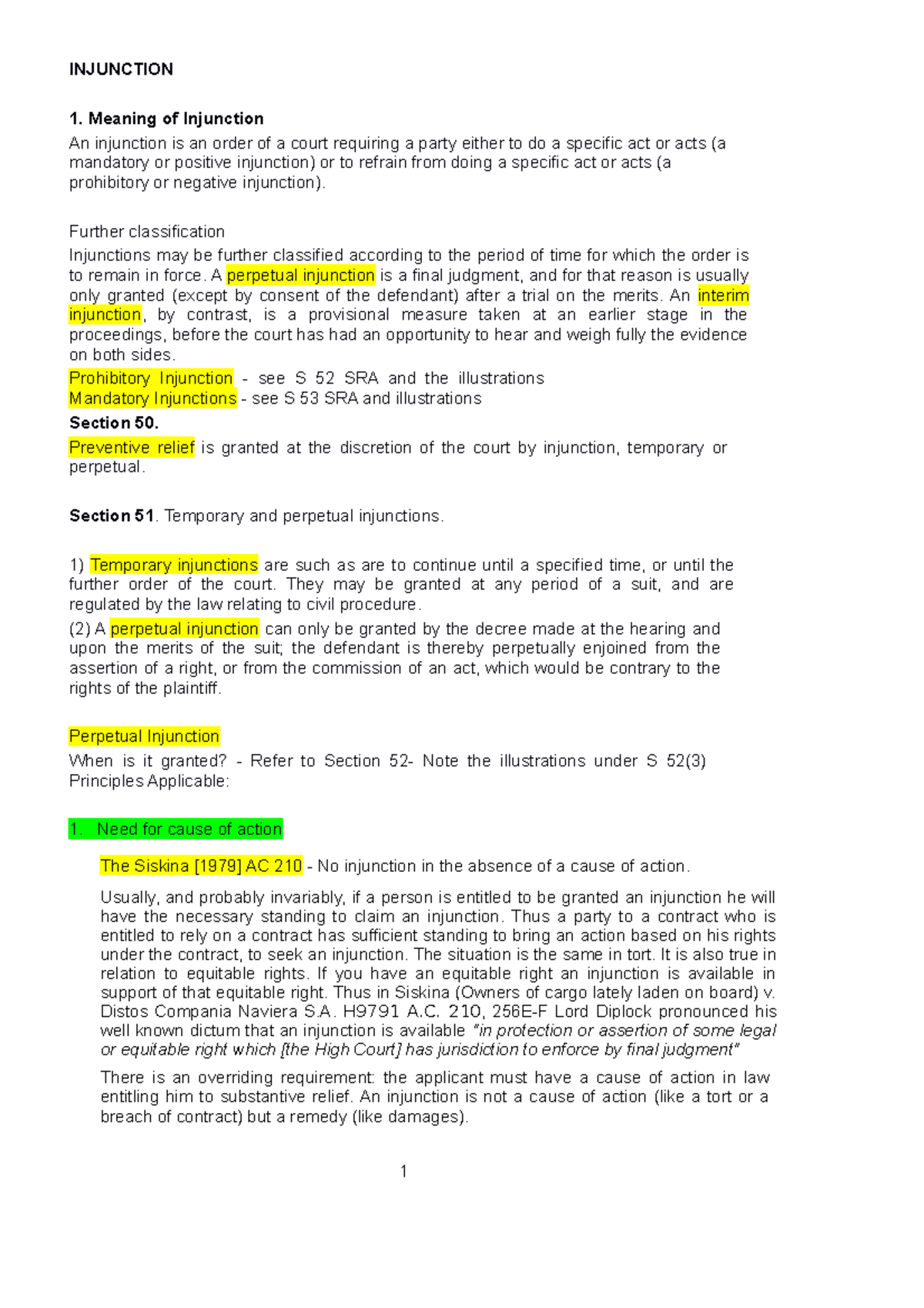Injunctions subtopic for civil procedure 2 - INJUNCTION 1. Meaning of ...