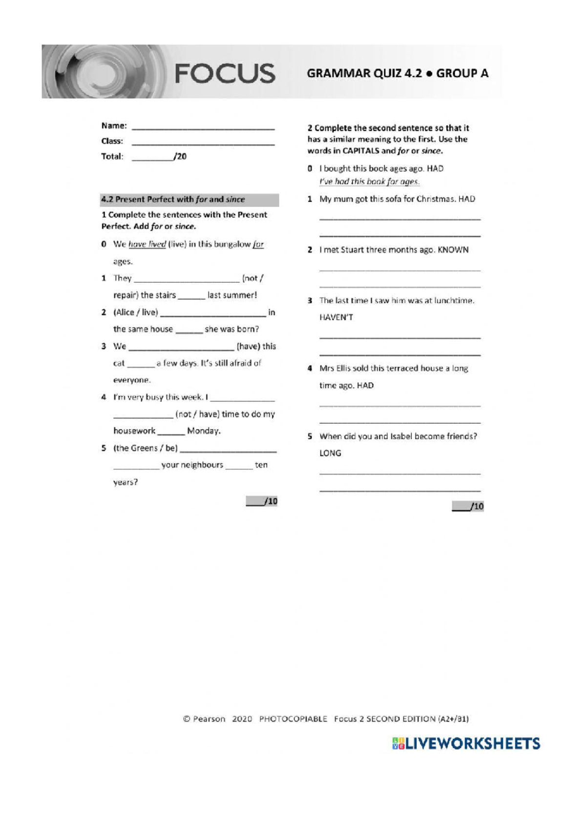 Worksheet 5374847 - You are a star and you can - FOCUS GRAMMAR QUIZ 4 ...