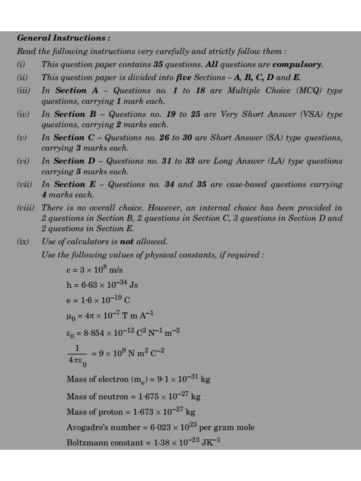 Physics 101: General Instructions for Final Exam Question Paper - Studocu