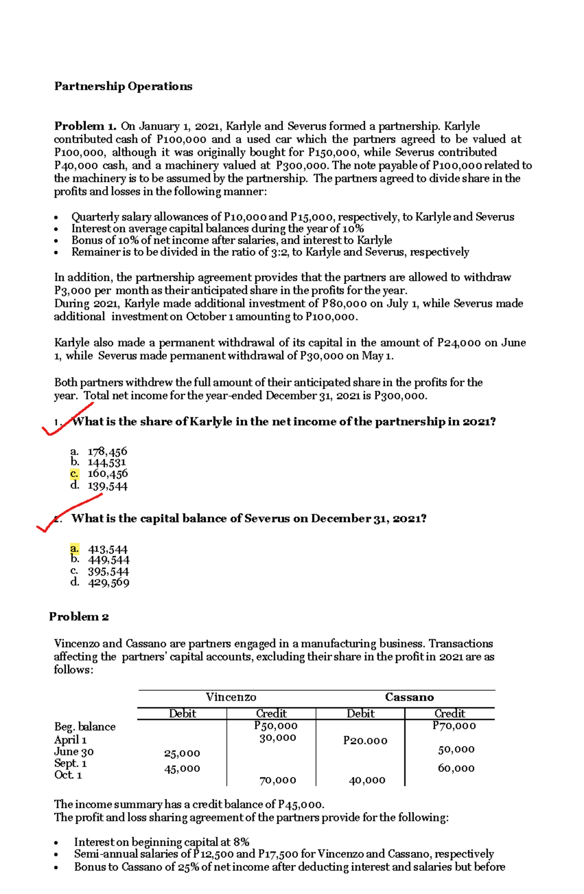 02 Partnership Operations - Partnership Operations Problem 1. On ...