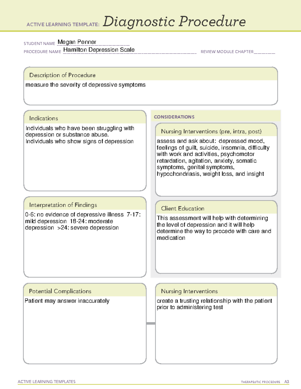 Active Learning Template: Diagnostic Procedure - Hamilton Assessment ...