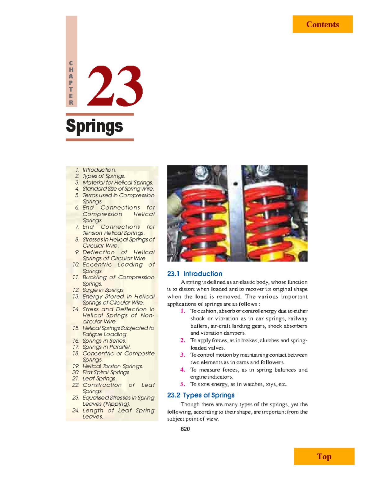 Machine Design 820: Chapter 23 - Comprehensive Overview of Springs ...