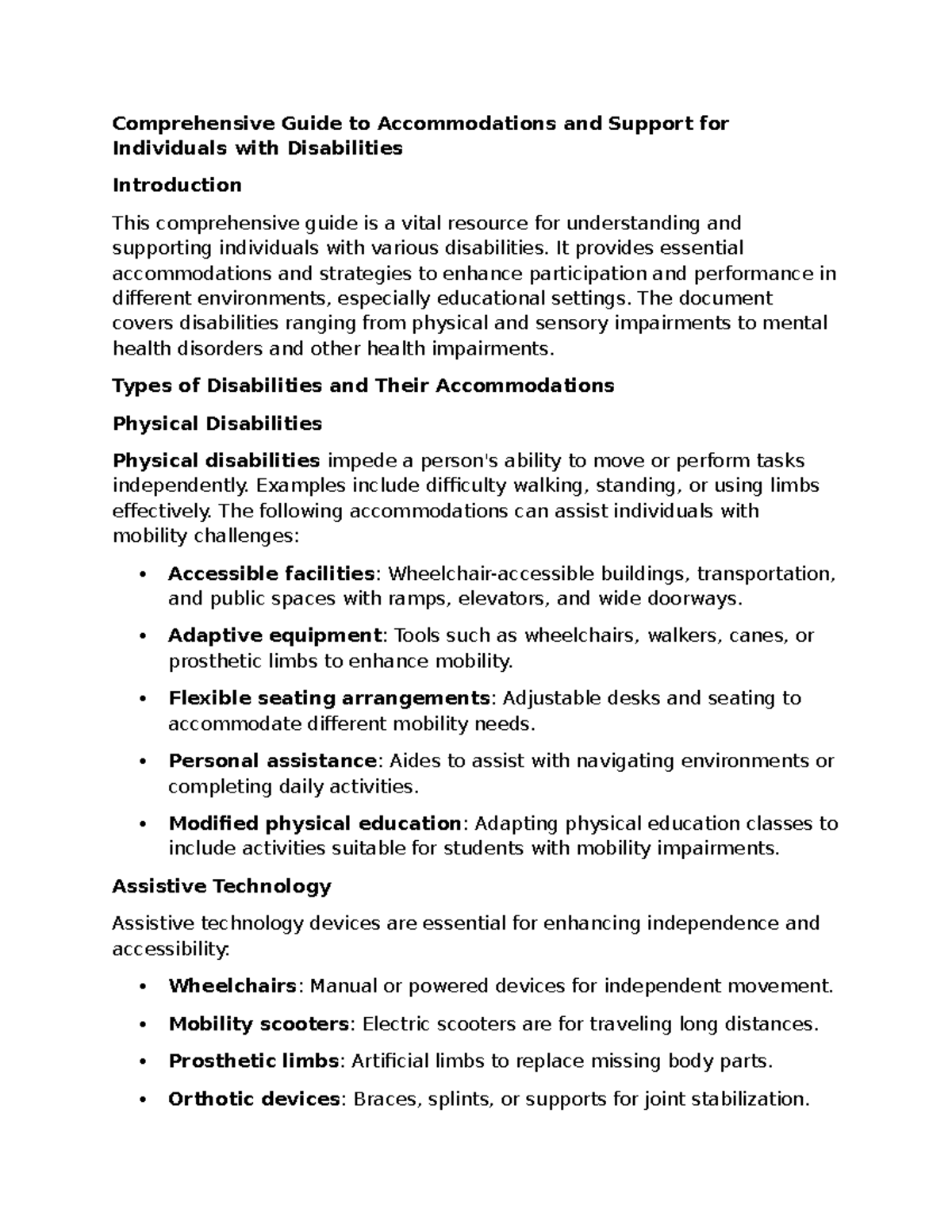 Comprehensive Guide to Accommodations and Support for Individuals with ...
