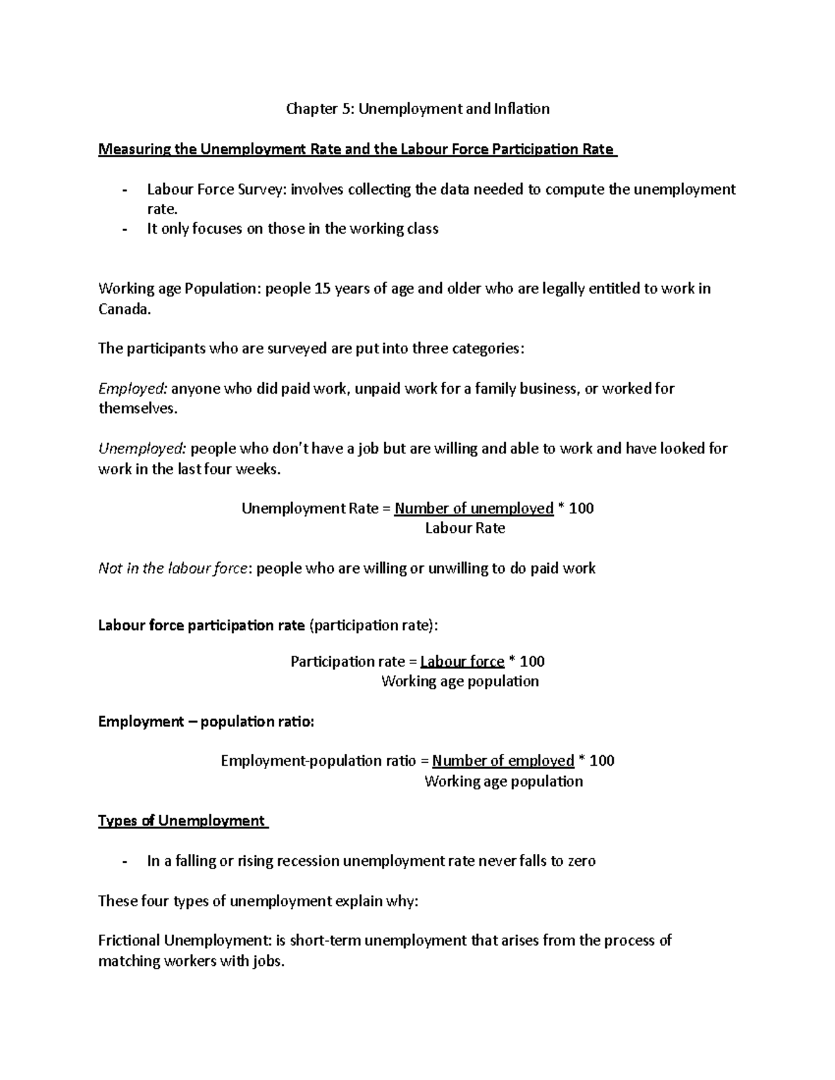 Chapter 5 Summary: Unemployment and Inflation in Macroeconomics - Studocu