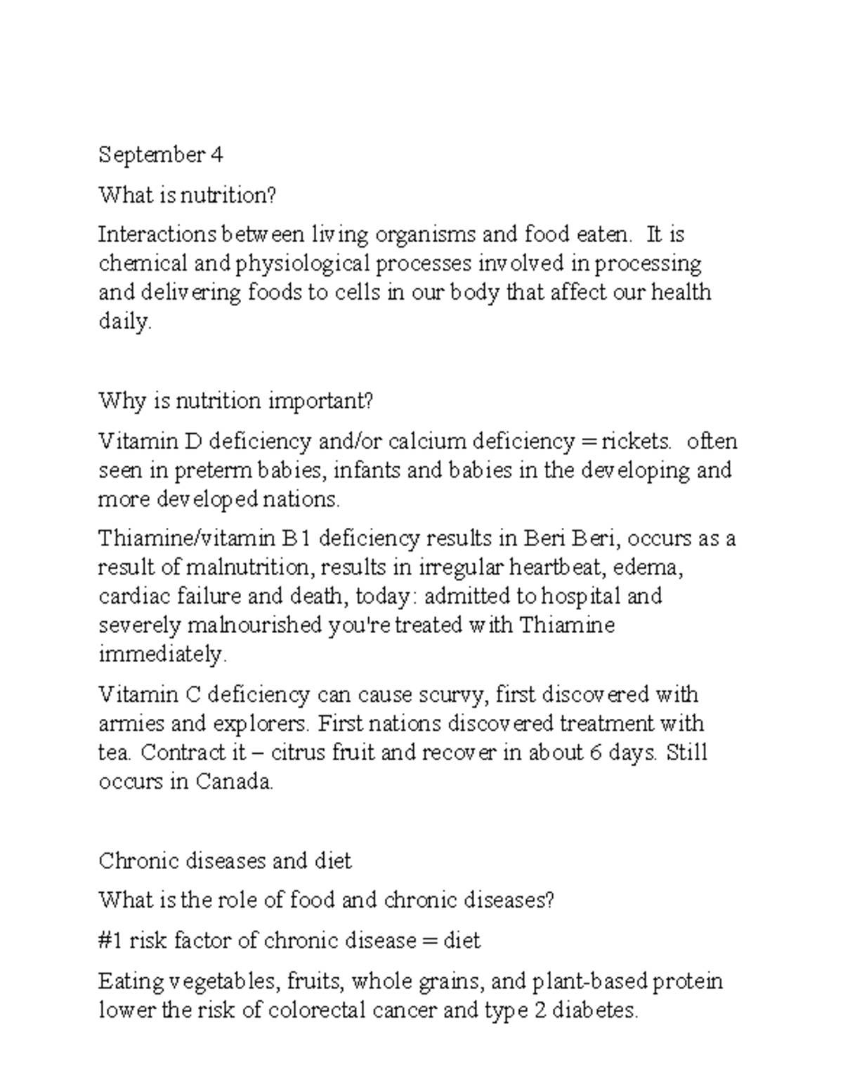 Nutrition - Lecture Notes (Course Code: NUTR101) - Studocu