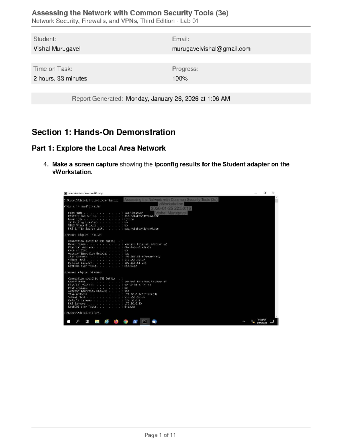 Lab 01 Report: Network Security Tools Analysis (3e) - Studocu
