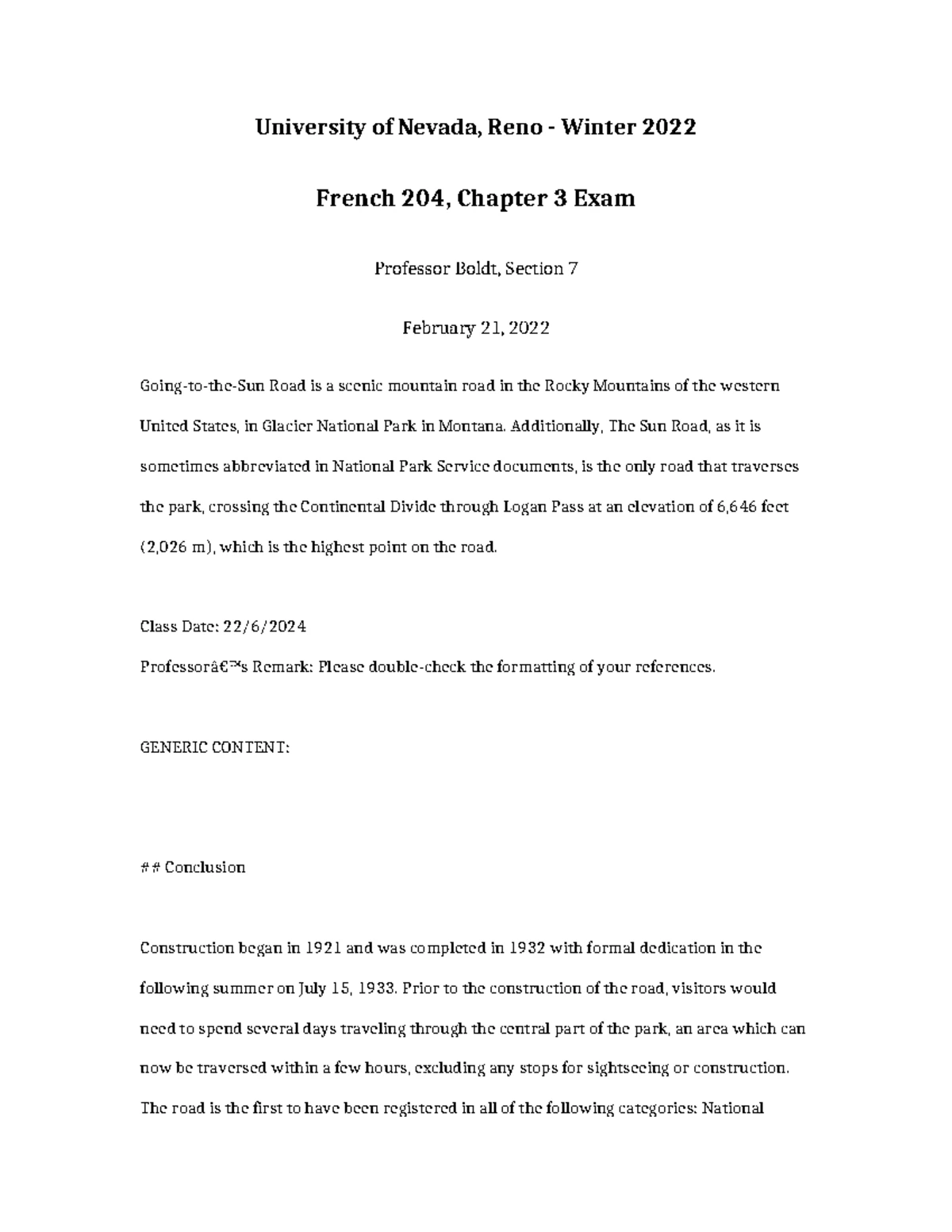 French 204 Winter 2022 Chapter 5 Review - Professor Grawe - Studocu
