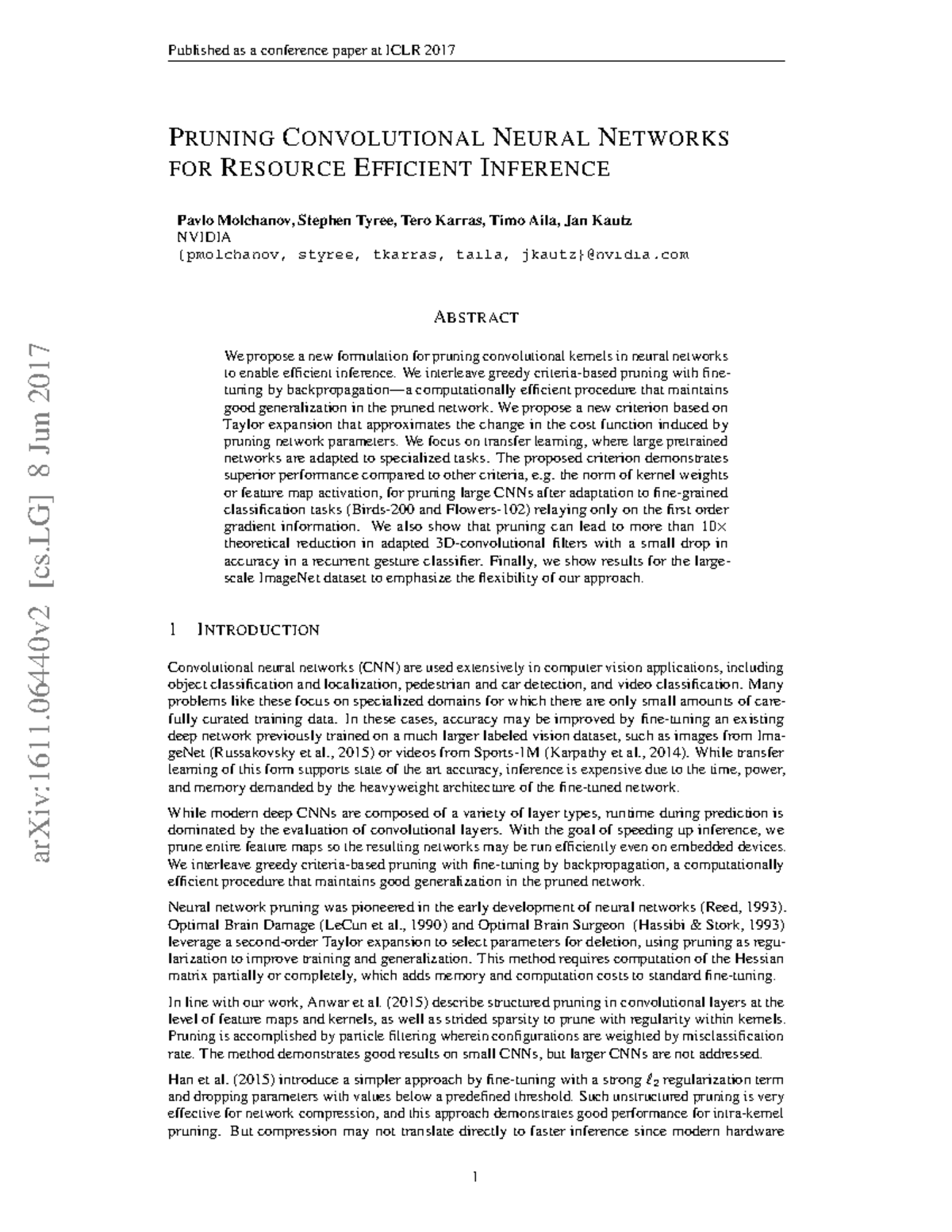 Pruning CNNs for Efficient Inference: ICLR 2017 Conference Paper - Studocu