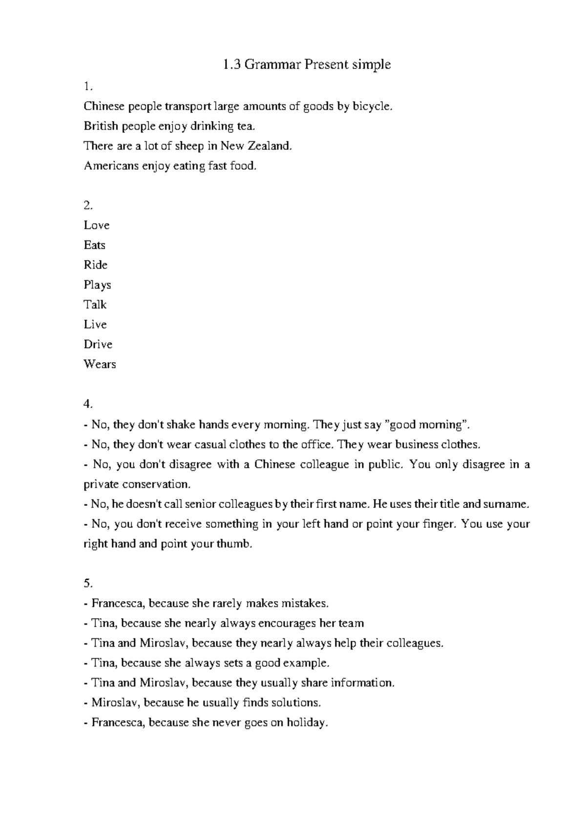 TACN Lesson 1: Understanding Present Simple & Cultural Nuances - Studocu