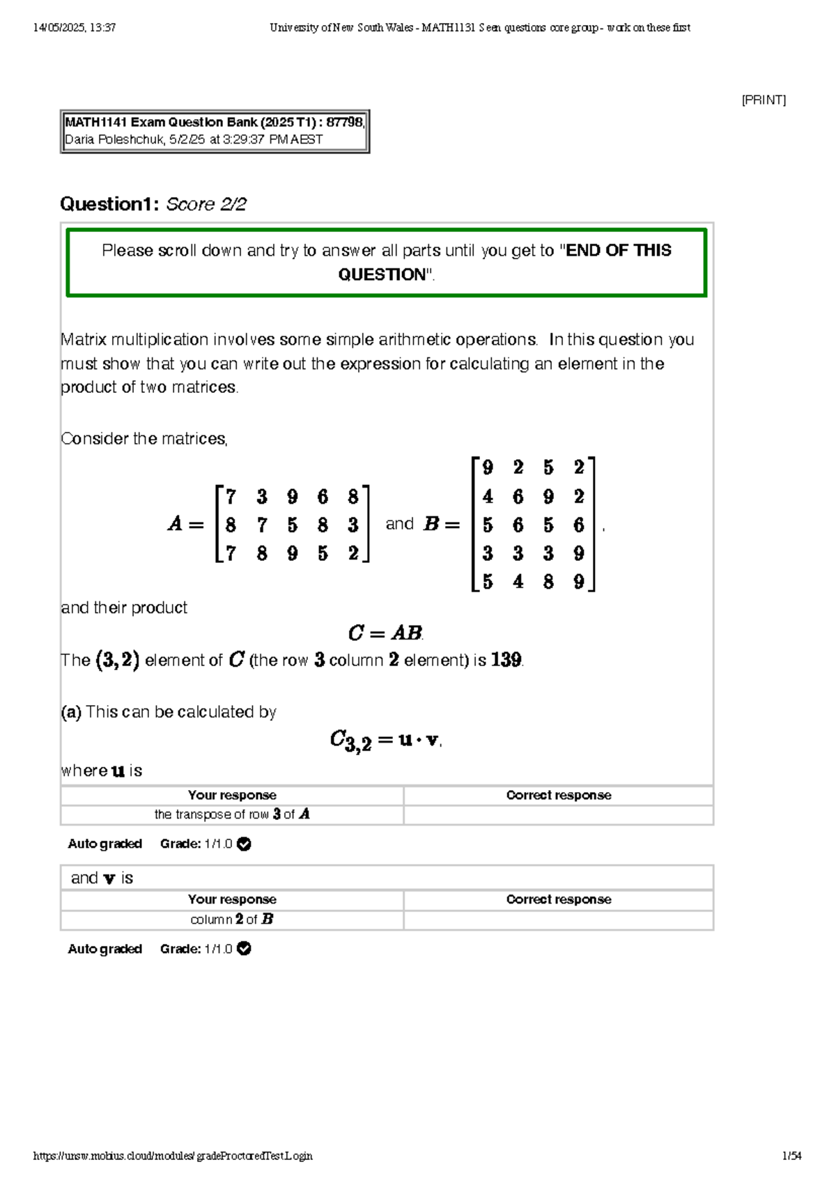 MATH1131 Exam Question Bank (2025 T1) - Core Group Work - Studocu