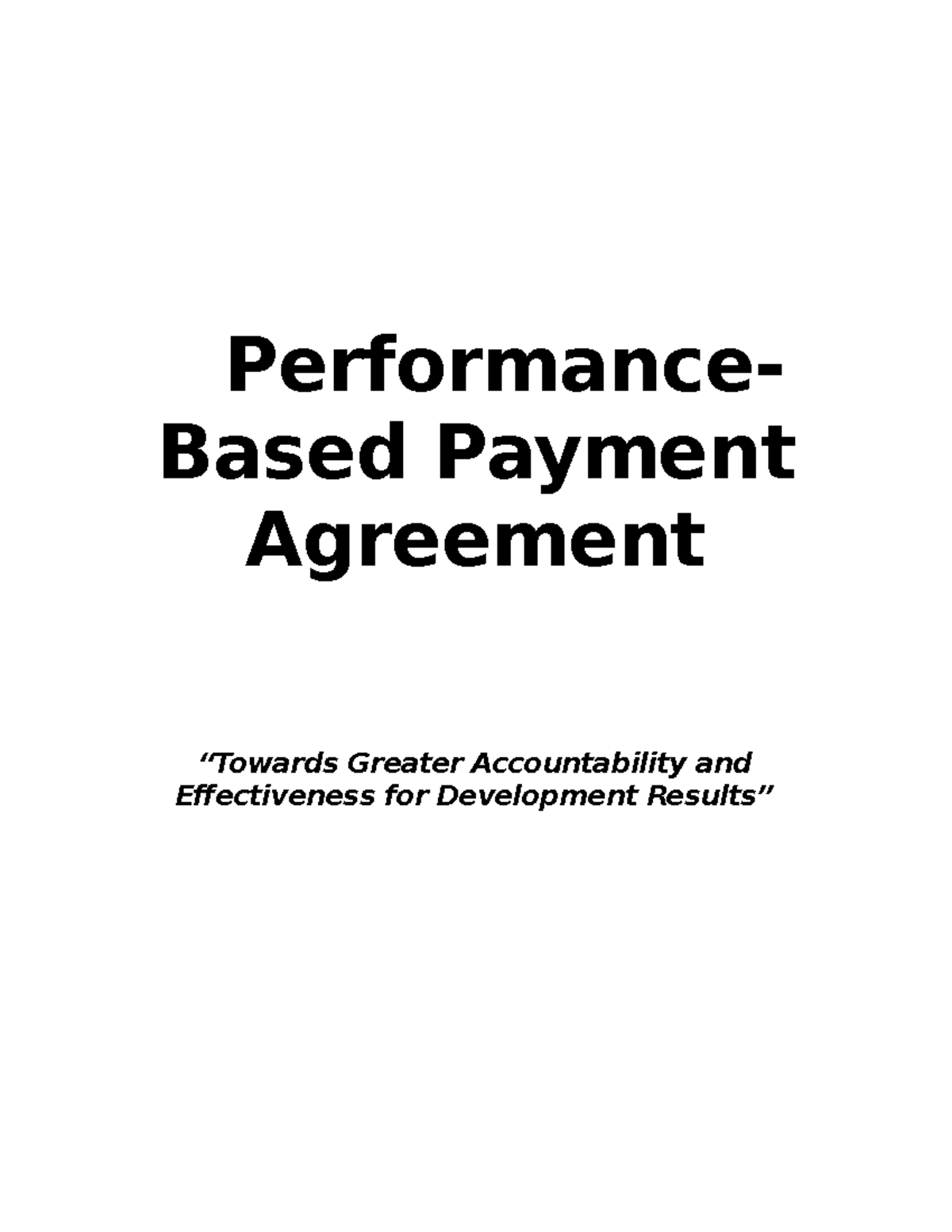 Performance-Based Payment Agreement (PBPA) for UNDP Development ...