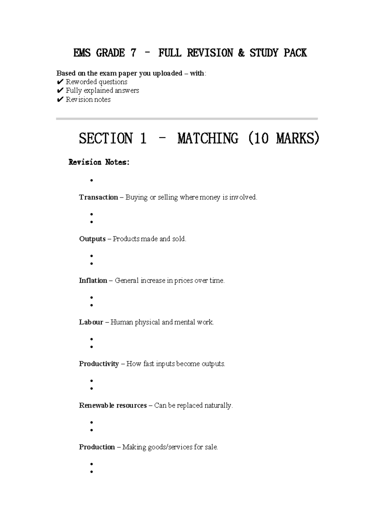 EMS GRADE 7 FULL REVISION STUDY GUIDE - Studocu