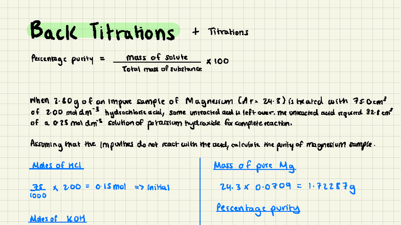 Back Titrations (Are 24 3) - Notes & Examples of Titration Questions ...