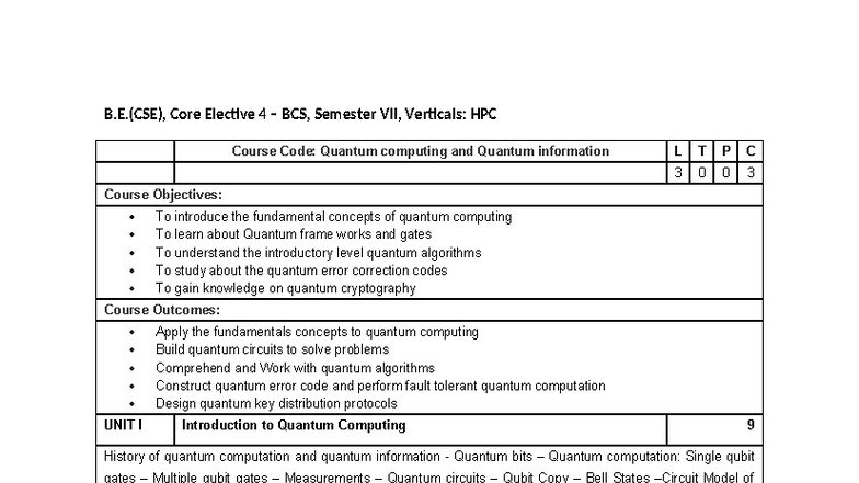 23CS - Quantum Computing and Quantum Information Course Notes - Studocu