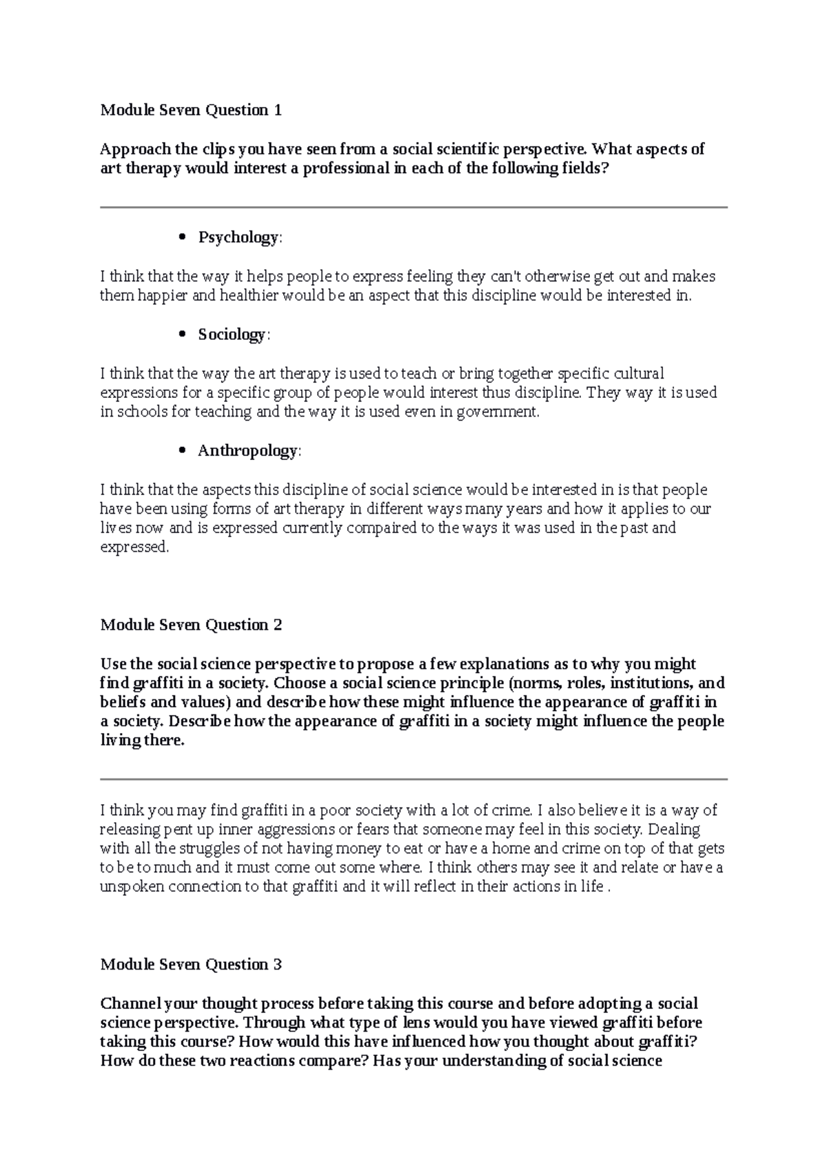 Mod 7: Social Scientific Perspectives on Art Therapy and Graffiti - Studocu