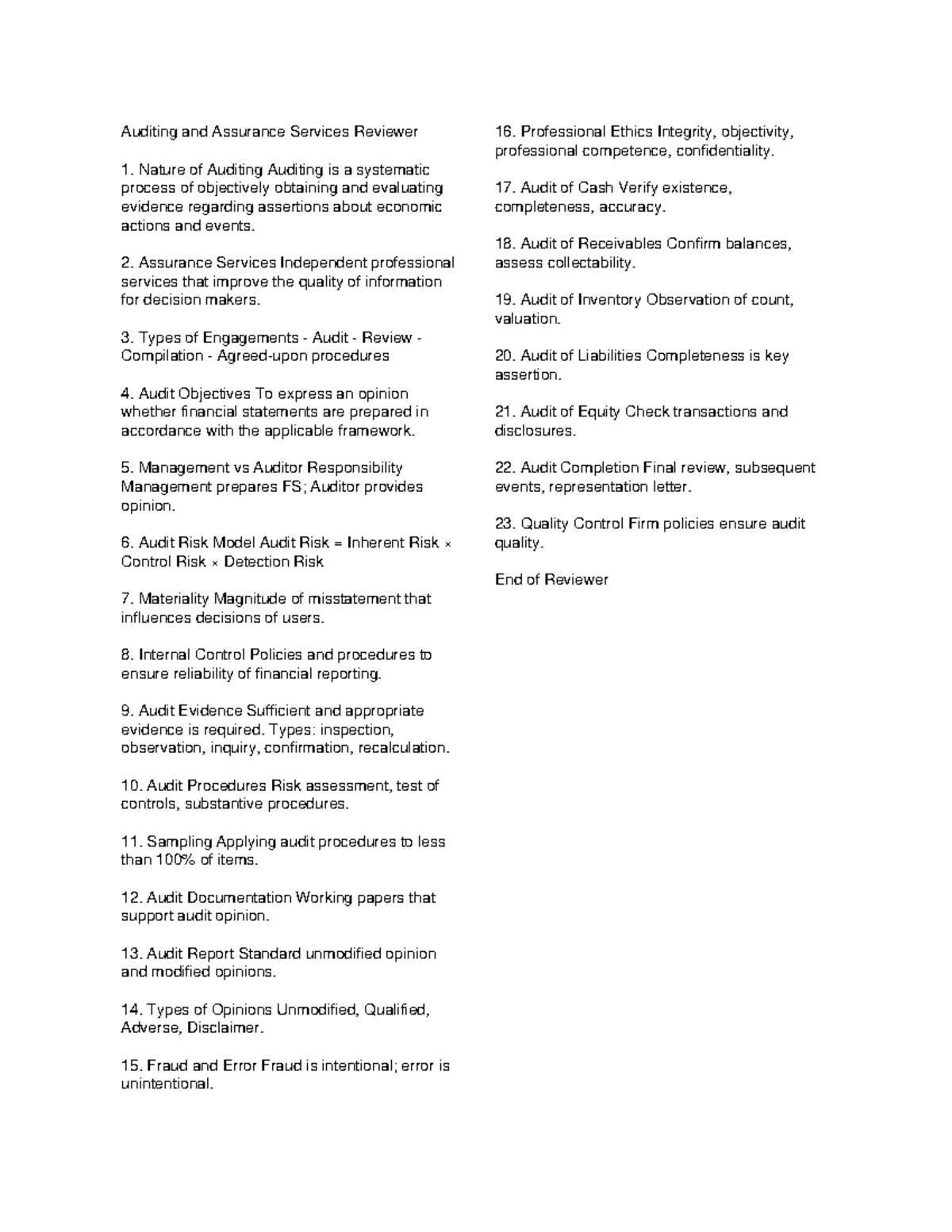 Auditing and Assurance Services Review - Key Concepts and Practices ...