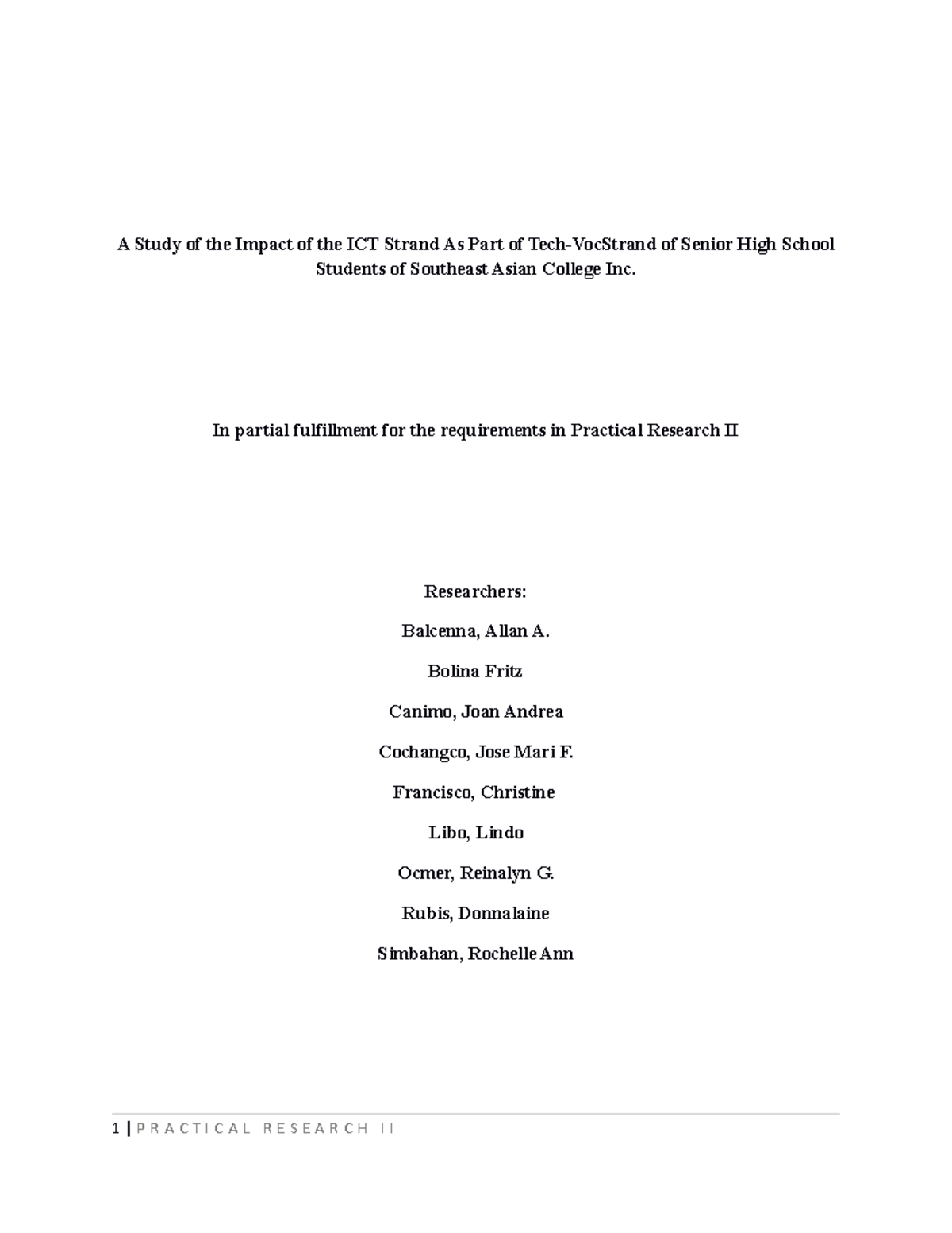 Impact of ICT on Senior High School Tech-Voc Students in SACI - Studocu