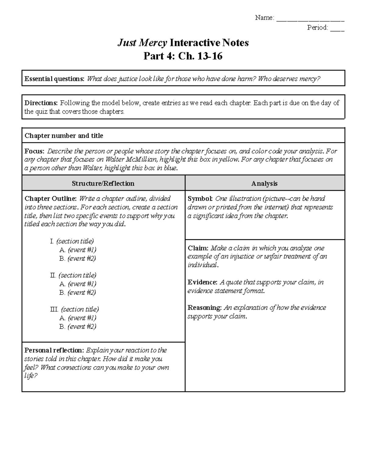 Just Mercy Interactive Notes Part 4: Chapters 13-16 Analysis - Studocu