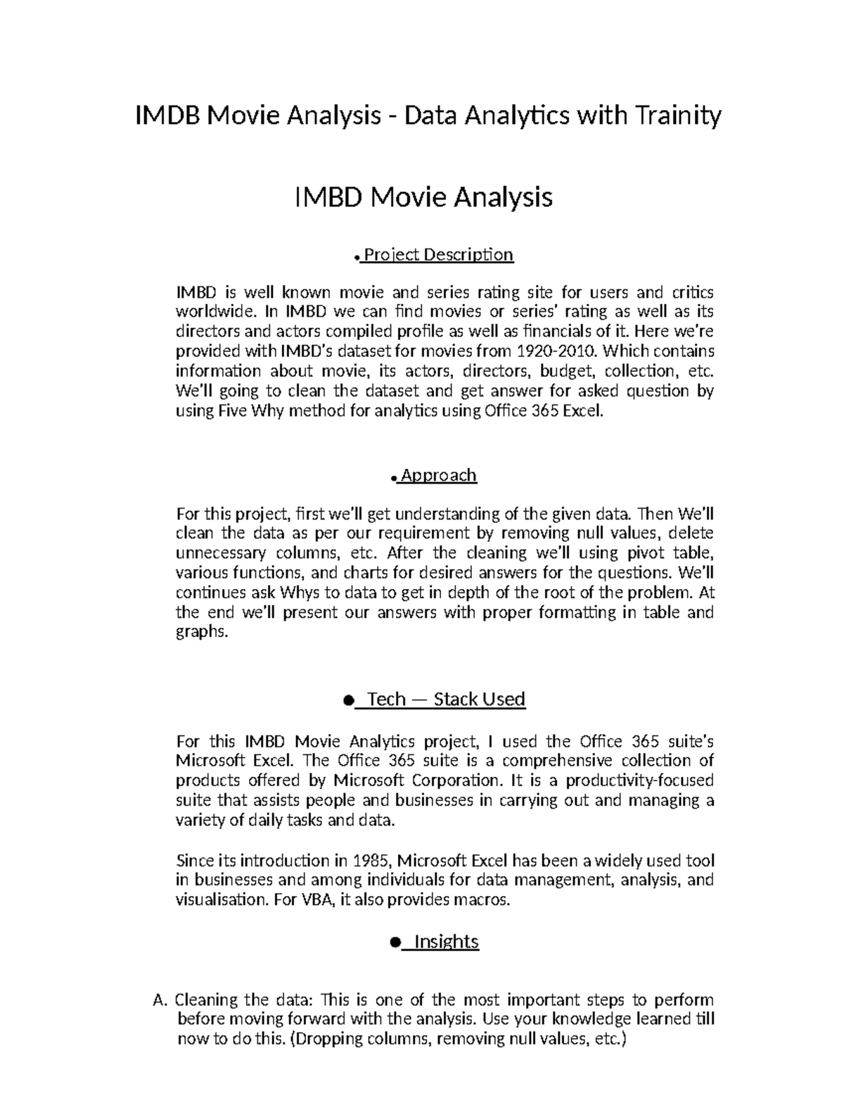 IMDB Movie Analysis Project Report: Insights and Findings - Studocu