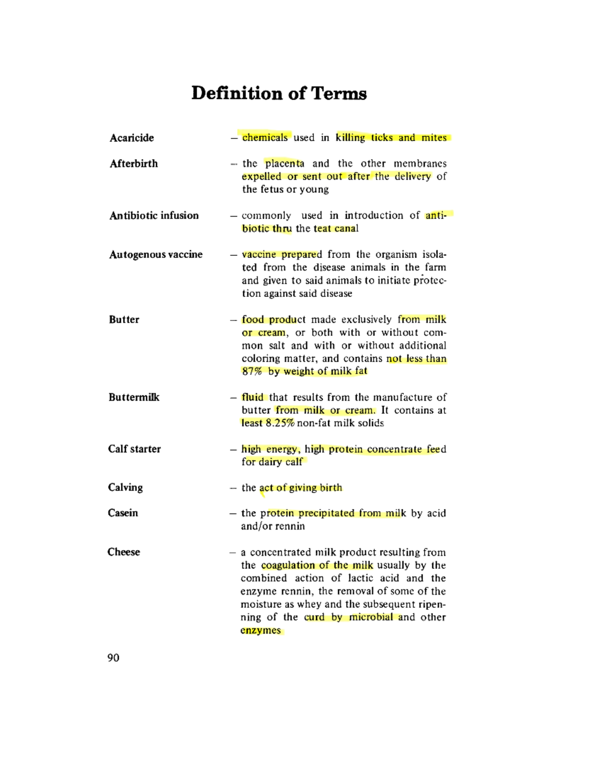 Dairy Glossary of Terms for ANS 101: Key Definitions and Concepts - Studocu