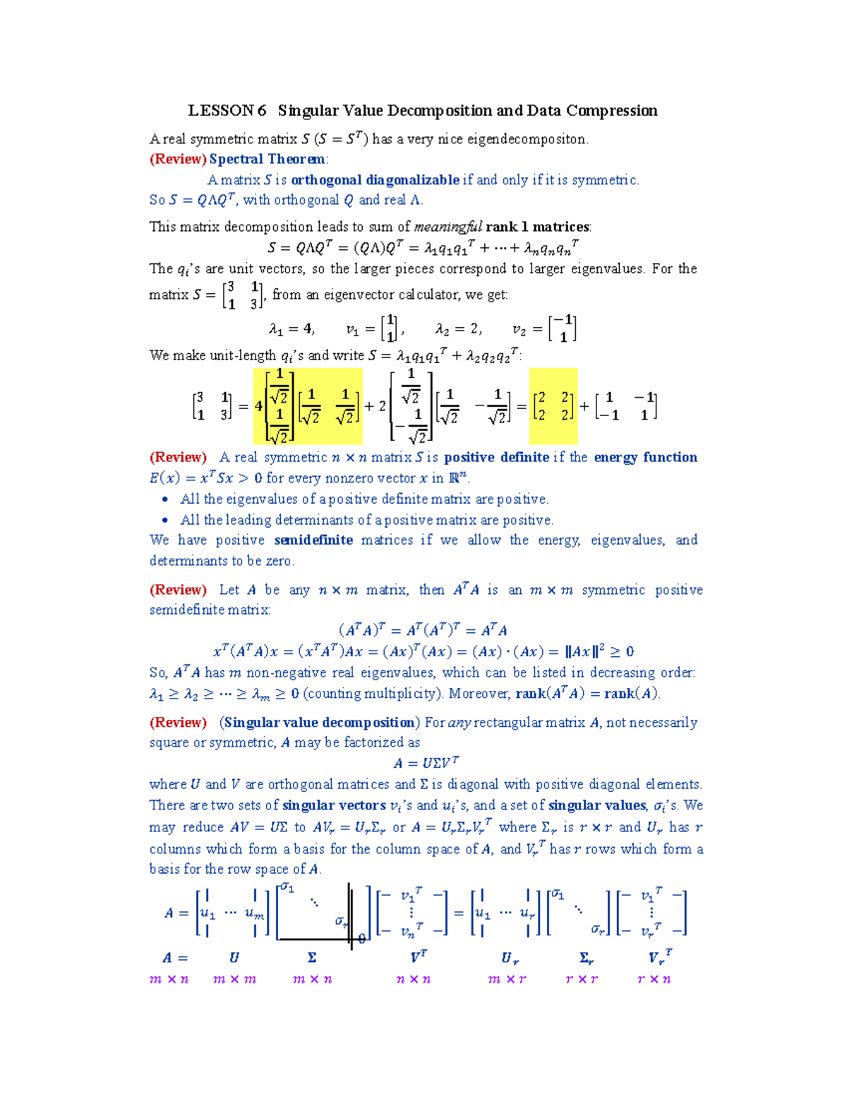 PCA and SVD in Data Analysis: Understanding Dimension Reduction (MATH ...