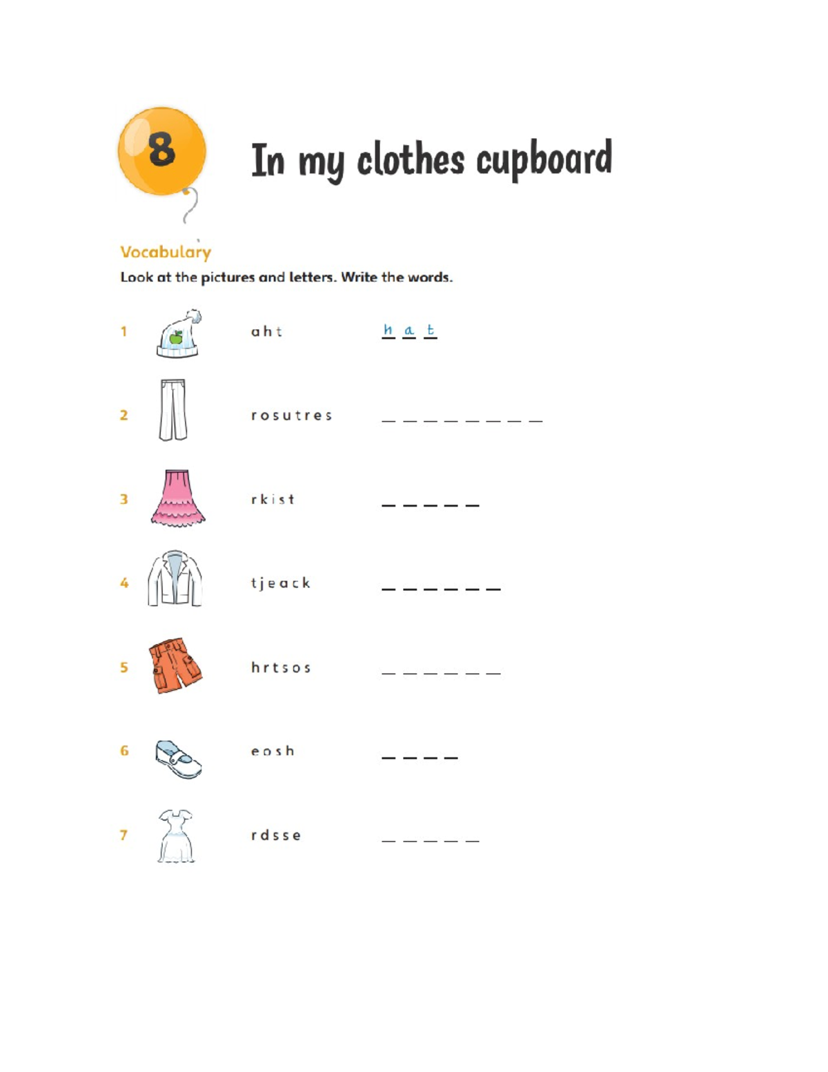 UNIT 8 - IN MY CLOTHES CUPBOARD Vocabulary & Grammar Notes - Studocu