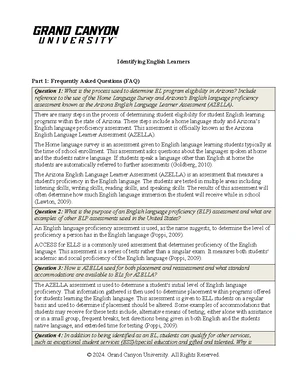 ESL440 T3 Final Exam on ELL Program Eligibility in Arizona - Studocu