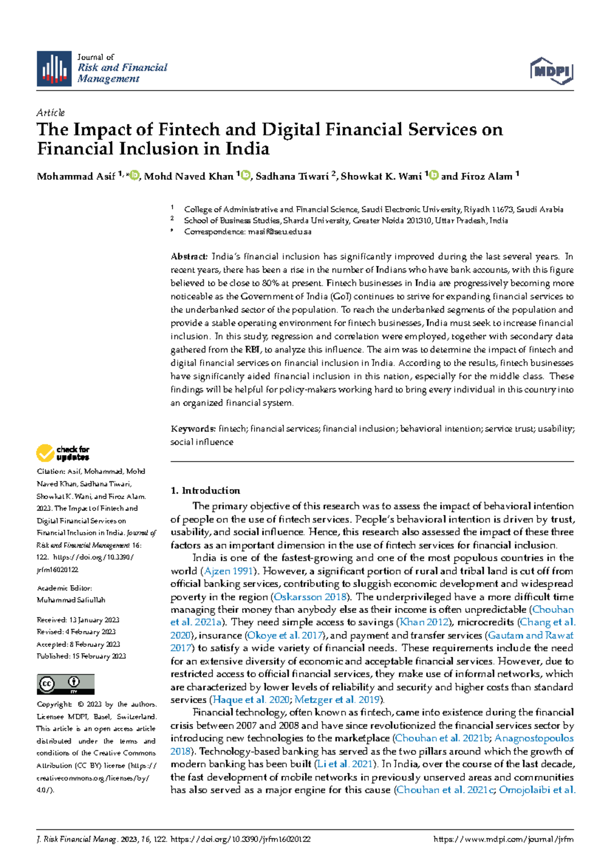 The Impact of Fintech on Financial Inclusion in India: A Study - Studocu