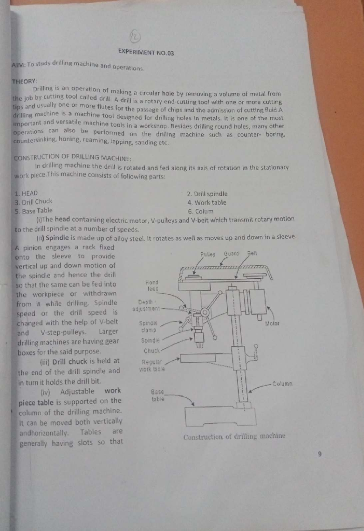 Exp.03 AlM: Study of Drilling Machine Operations and Construction - Studocu