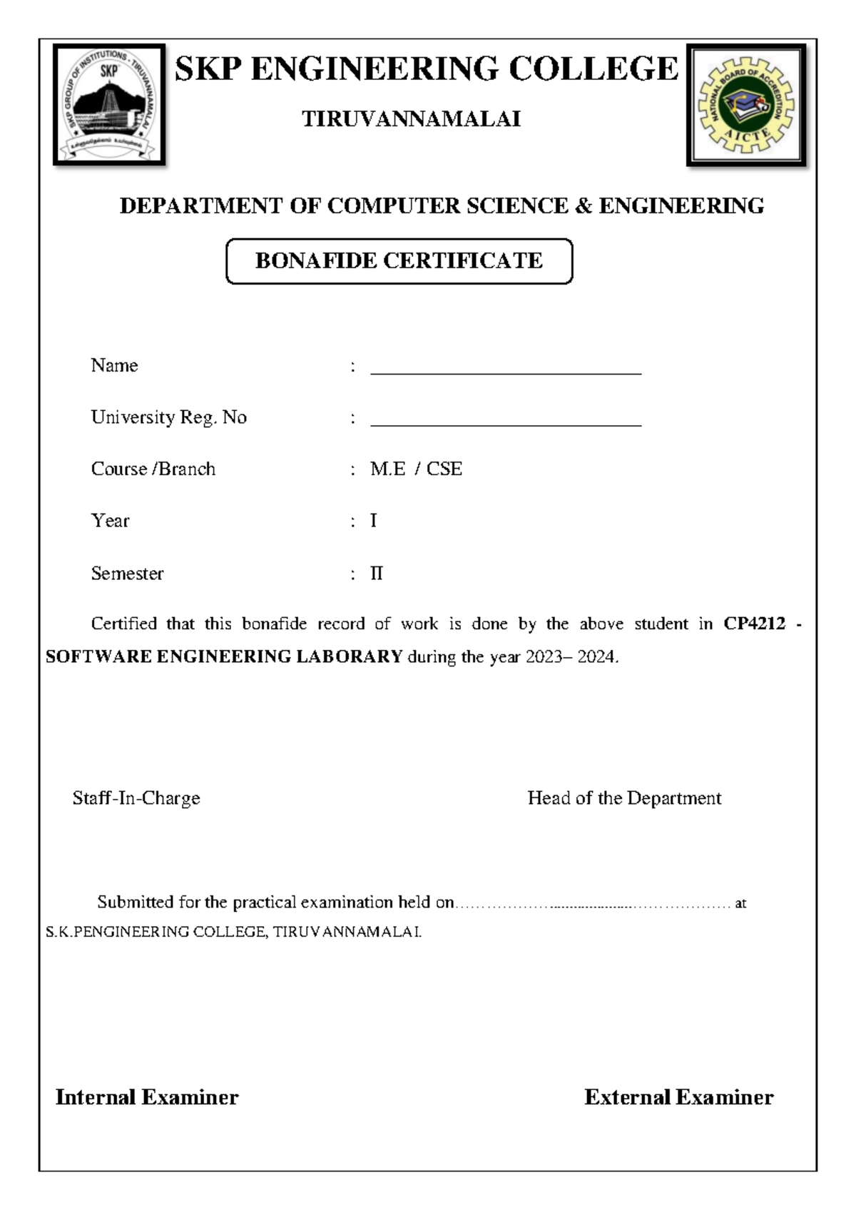 CP4212 M.E - Software Engineering Lab Record & Project Analysis - Studocu
