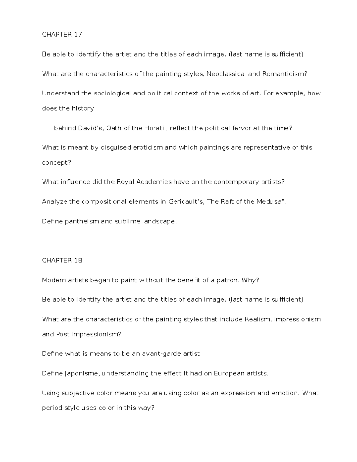 Art History 101: Neoclassicism to Modernism Analysis Study Guide - Studocu