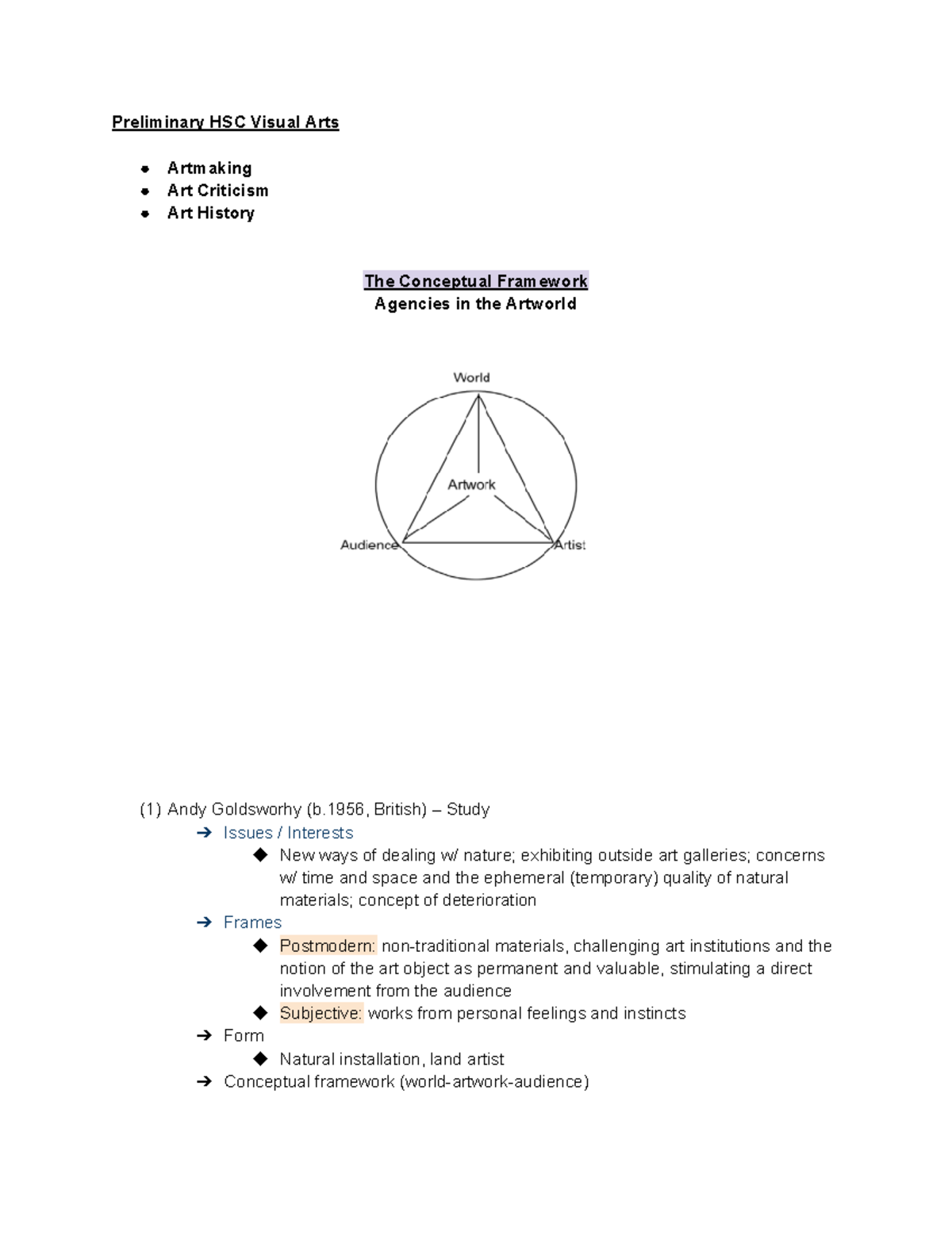 HSC Visual Arts Prelim Notes: Artmaking, Criticism, and History - Studocu