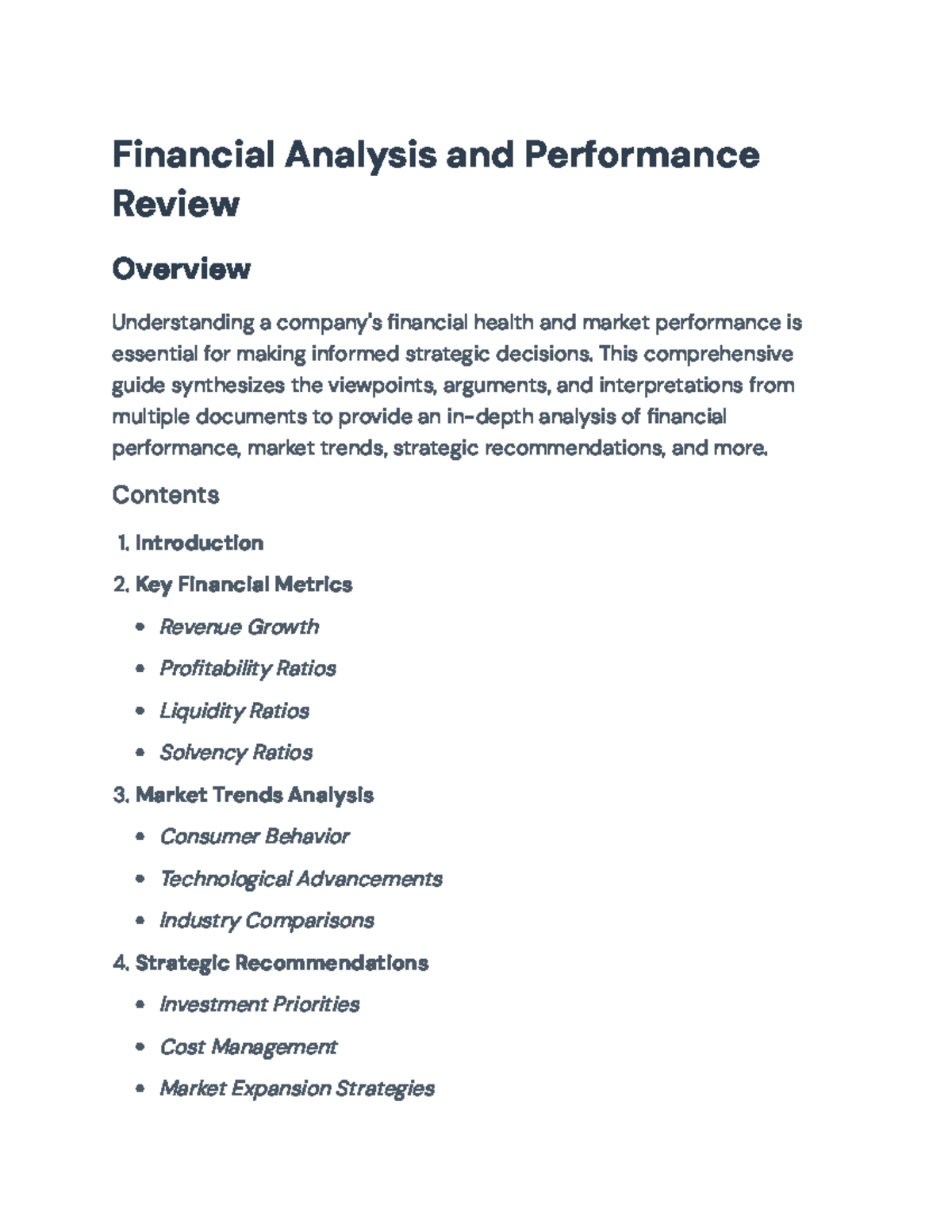 Comprehensive Financial Analysis & Market Performance Overview ...