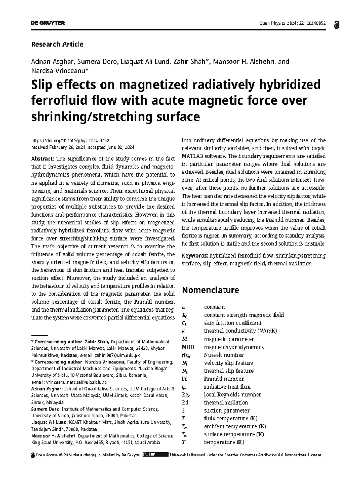 Open Physics 22: 20240052 Research Article on Slip Effects in ...