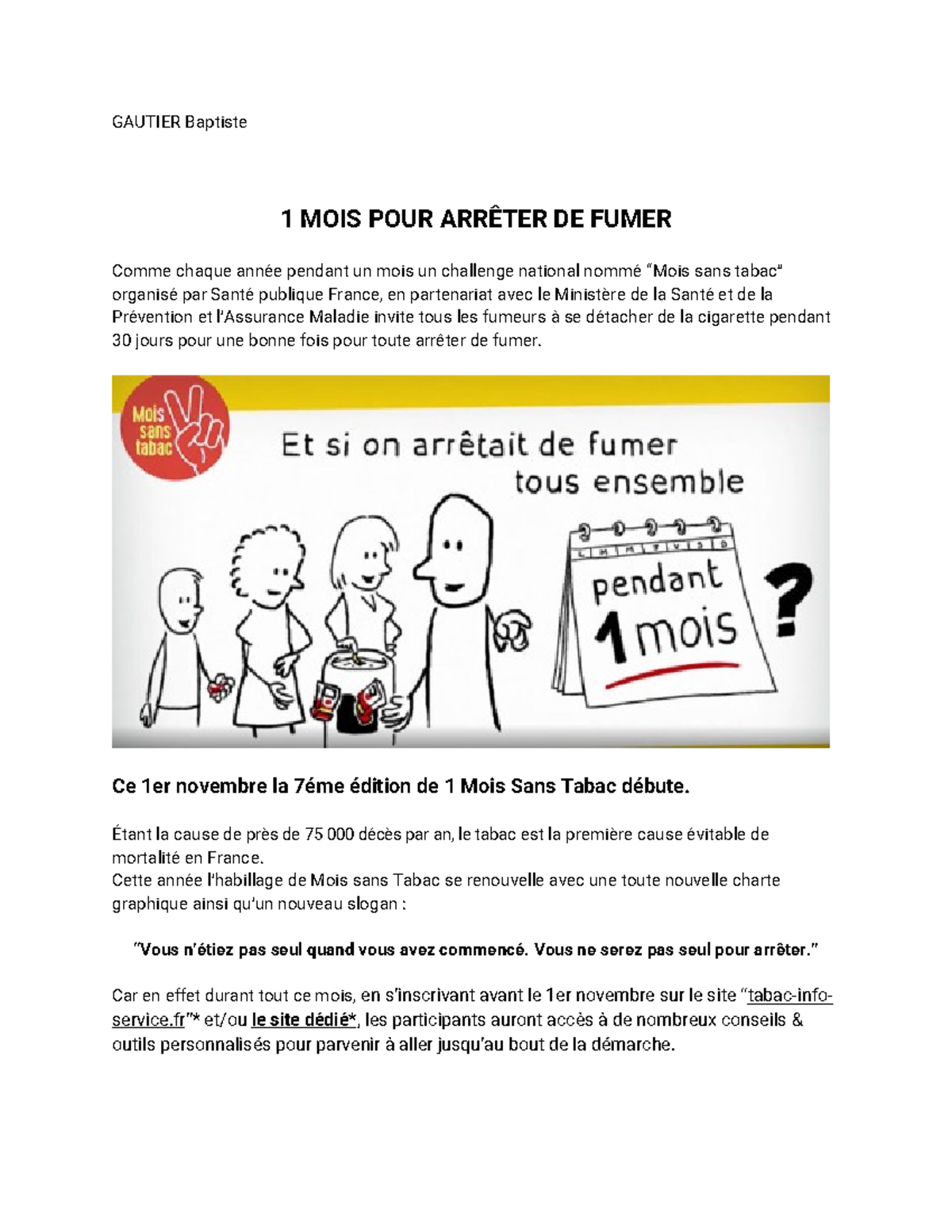 MST Article: 1 Mois Sans Tabac - Défi National pour Arrêter de Fumer ...