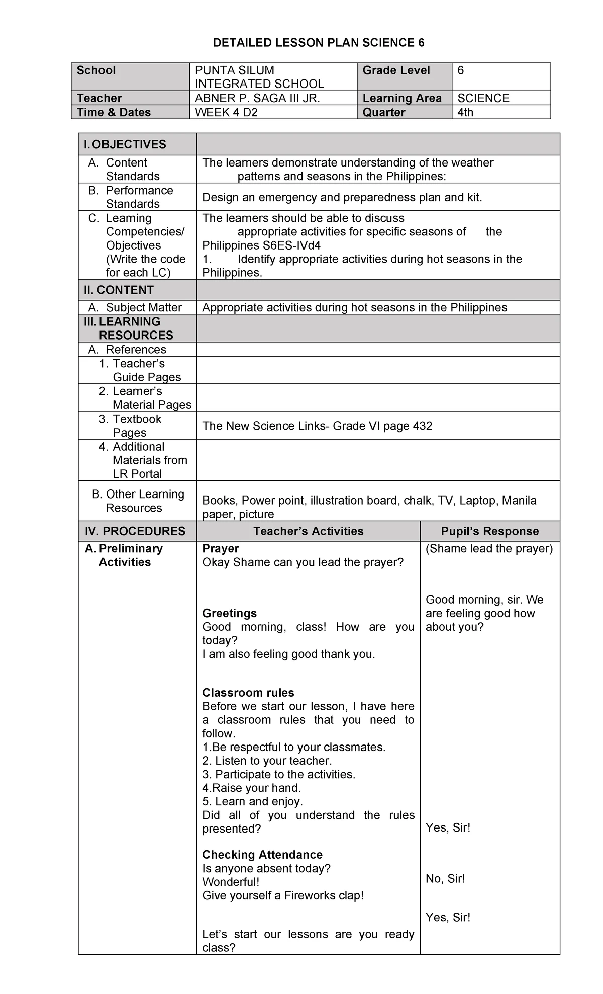 Science 6W5D3 - Check and free to improve. - DETAILED LESSON PLAN ...