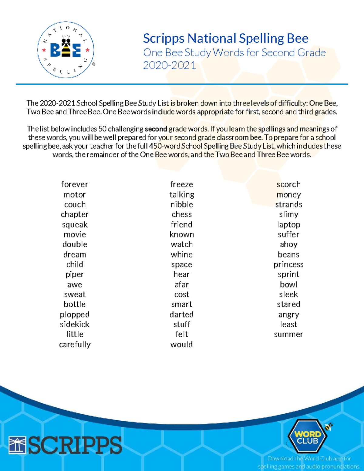 SLSL 02-2021 Second Grade One Bee Study Words List - Studocu